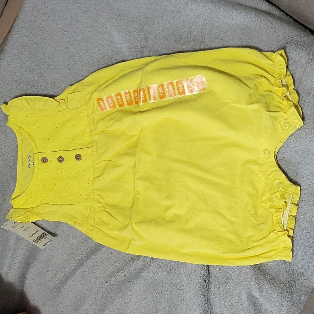 NWT Carters yellow one piece w ruffles and flowes